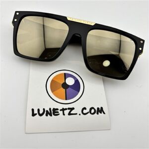 Philipp Plein Badge Black and Gold Sunglasses